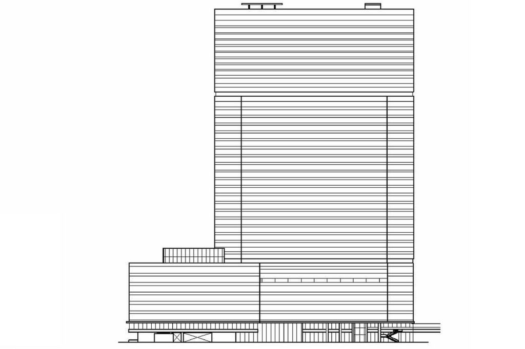 梅田三丁目計画・南側立面図