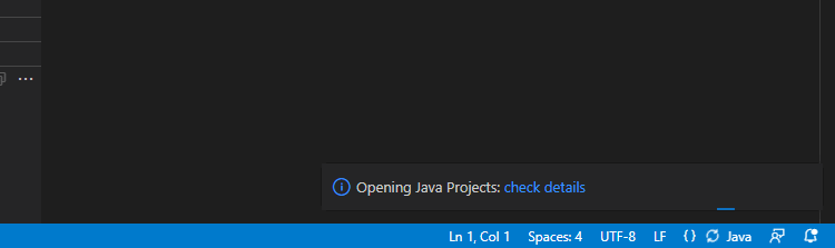 Java プロジェクトを開いています